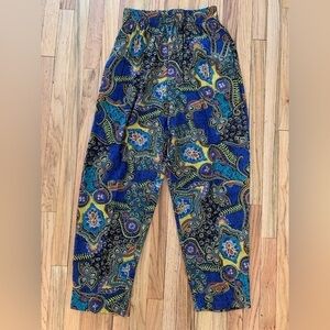 Vintage 80s Christine David Colorful Elastic Waist Pants Women’s XS